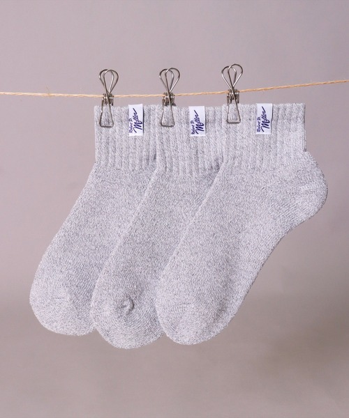 MILLER（ミラー）の「(LF)【Miller】【3足セット】ピスネーム付き クォーターソックス（ソックス/靴下・メンズ・その他/杢グレー/ブラック/オフホワイト・25-27CM/23-25cm）」の4枚目の写真