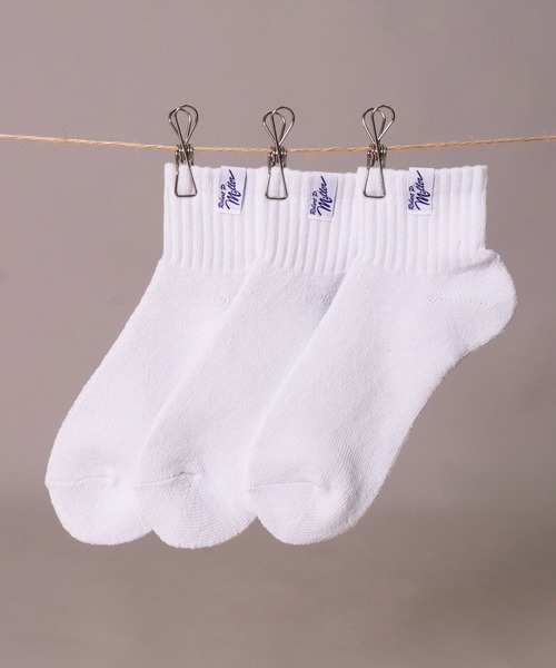 MILLER（ミラー）の「(LF)【Miller】【3足セット】ピスネーム付き クォーターソックス（ソックス/靴下・メンズ・その他/杢グレー/ブラック/オフホワイト・25-27CM/23-25cm）」の2枚目の写真