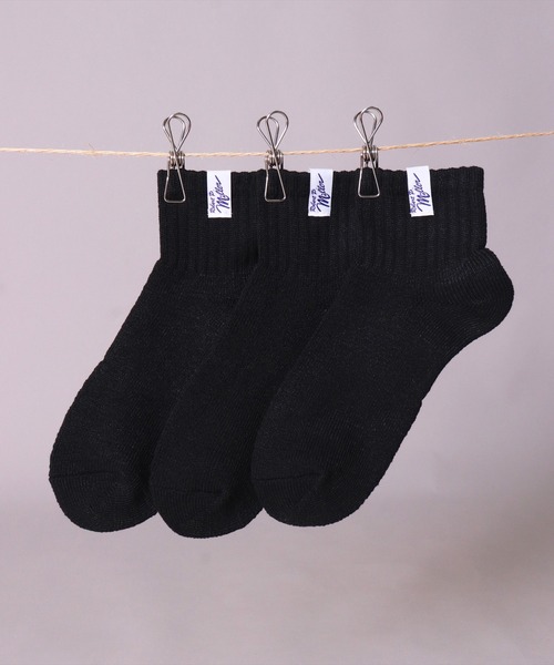 MILLER（ミラー）の「(LF)【Miller】【3足セット】ピスネーム付き クォーターソックス（ソックス/靴下・メンズ・その他/杢グレー/ブラック/オフホワイト・25-27CM/23-25cm）」の3枚目の写真