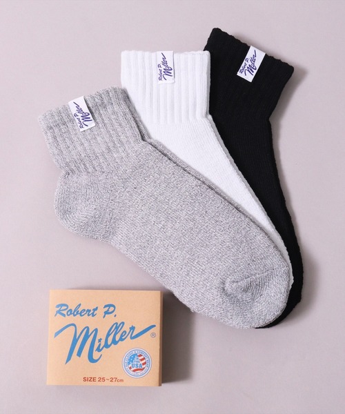 MILLER（ミラー）の「(LF)【Miller】【3足セット】ピスネーム付き クォーターソックス（ソックス/靴下・メンズ・その他/杢グレー/ブラック/オフホワイト・25-27CM/23-25cm）」の9枚目の写真