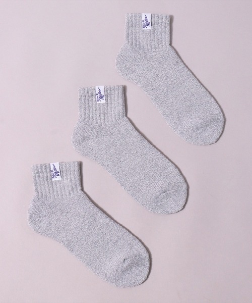 MILLER（ミラー）の「(LF)【Miller】【3足セット】ピスネーム付き クォーターソックス（ソックス/靴下・メンズ・その他/杢グレー/ブラック/オフホワイト・25-27CM/23-25cm）」の6枚目の写真