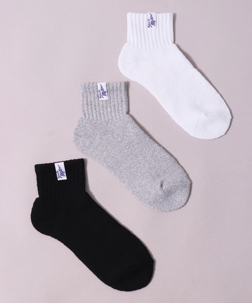 MILLER（ミラー）の「(LF)【Miller】【3足セット】ピスネーム付き クォーターソックス（ソックス/靴下・メンズ・その他/杢グレー/ブラック/オフホワイト・25-27CM/23-25cm）」の5枚目の写真