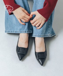EVOL(イーボル)の【晴雨兼用・ふかふか】バックル2cmポインテッドパンプス IZ5862(レインシューズ)