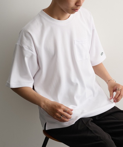 DISCUS(ディスカス)の「【DISCUS】COOLMAXダンボール半袖左胸ポケット付Tシャツ 6273-8104 MNY(Tシャツ/カットソー・メンズ・ブラック/ピンクベージュ/ホワイト/グレイッシュベージュ/ダークグリーン/ネイビー/グレイッシュブルー/スミクロ・L/M/XL)」の2枚目の写真