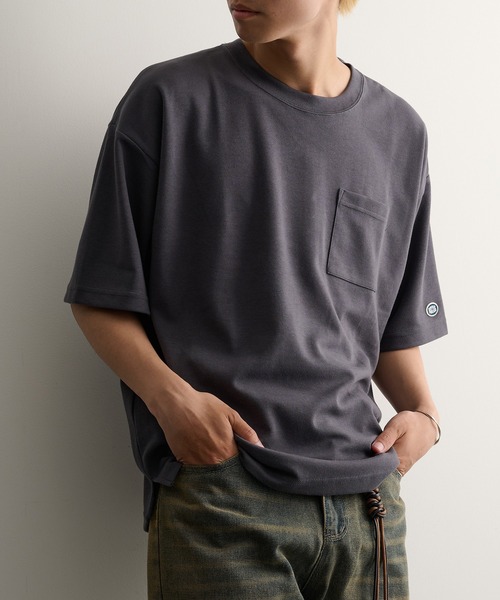 DISCUS(ディスカス)の「【DISCUS】COOLMAXダンボール半袖左胸ポケット付Tシャツ 6273-8104 MNY(Tシャツ/カットソー・メンズ・ブラック/ピンクベージュ/ホワイト/グレイッシュベージュ/ダークグリーン/ネイビー/グレイッシュブルー/スミクロ・L/M/XL)」の4枚目の写真