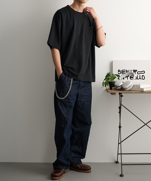 DISCUS(ディスカス)の「【DISCUS】COOLMAXダンボール半袖左胸ポケット付Tシャツ 6273-8104 MNY(Tシャツ/カットソー・メンズ・ブラック/ピンクベージュ/ホワイト/グレイッシュベージュ/ダークグリーン/ネイビー/グレイッシュブルー/スミクロ・L/M/XL)」の14枚目の写真