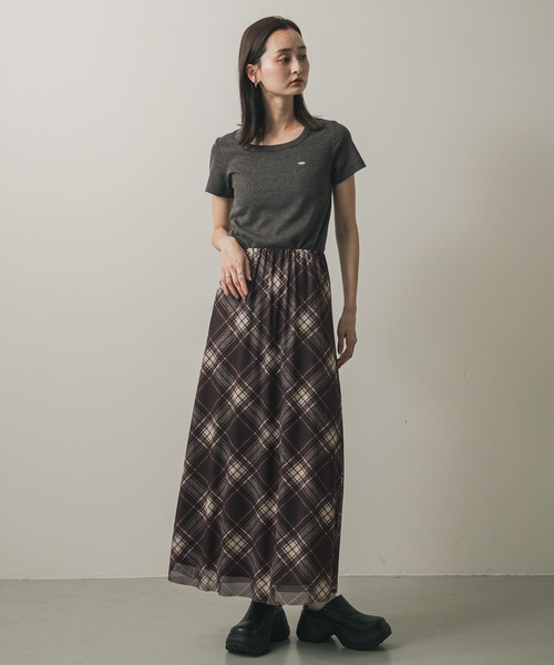 SENSE OF PLACE by URBAN RESEARCH(センスオブプレイスバイアーバンリサーチ)の「シアーチェックスカート(スカート・レディース・ブラウン系その他/ブルー系その他・ONE)」の5枚目の写真