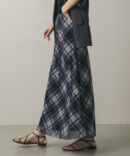 SENSE OF PLACE by URBAN RESEARCH(センスオブプレイスバイアーバンリサーチ)の「シアーチェックスカート(スカート・レディース・ブラウン系その他/ブルー系その他・ONE)」の8枚目の写真