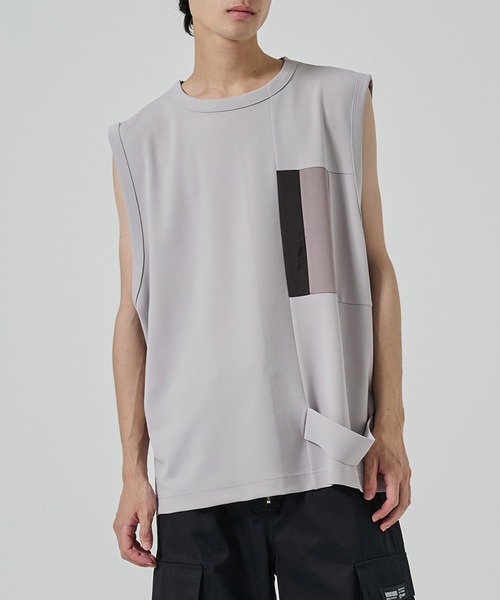 STUDIOUS（ステュディオス）の「【SHAREEF】NO SLEEVE TEE（タンクトップ・メンズ・ホワイト/ブラック・1/2）」の2枚目の写真