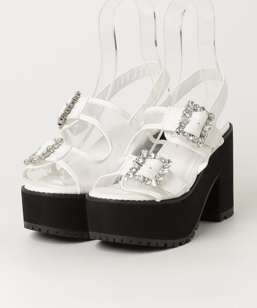 LOVEHUNTER(ラブハンター)の「LOVEHUNTER/+10cm 軽量厚底 ビジューストラップチュールサンダル(2245)(サンダル・レディース・ブラック/ホワイト・S/M/L/LL)」の5枚目の写真