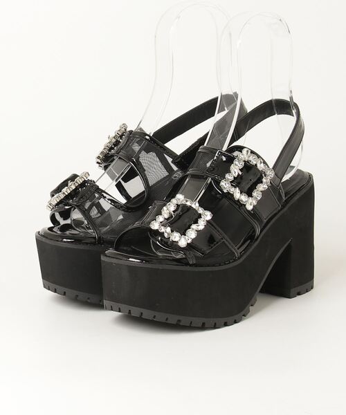 LOVEHUNTER(ラブハンター)の「LOVEHUNTER/+10cm 軽量厚底 ビジューストラップチュールサンダル(2245)(サンダル・レディース・ブラック/ホワイト・S/M/L/LL)」の6枚目の写真