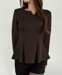 JUNOAH（ジュノア）の「キーネックペプラムトップス（Tシャツ/カットソー）」