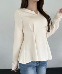 JUNOAH | キーネックペプラムトップス(Tシャツ/カットソー)