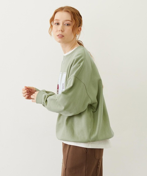 MILKFED.（ミルクフェド）の「M.FEDDY EMBLEM SWEAT TOP（スウェット・レディース・オリーブ/ネイビー/オートミール・M/L）」の9枚目の写真