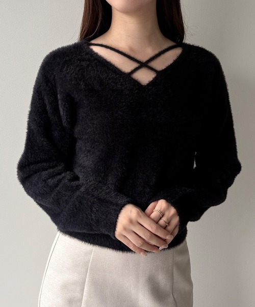 セール】クロスシャギーコンパクトニット（ニット/セーター）｜mipiarl