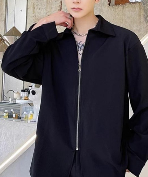 link lot(リンクロット)の「ビッグカラーZIP無地シャツ(シャツ/ブラウス・メンズ・ホワイト/ブラック・M)」の11枚目の写真