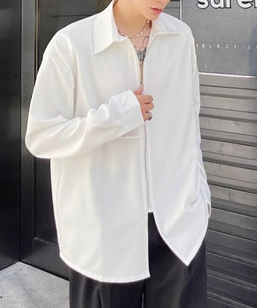 link lot(リンクロット)の「ビッグカラーZIP無地シャツ(シャツ/ブラウス・メンズ・ホワイト/ブラック・M)」の3枚目の写真