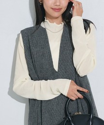 柄が選べるハイネックロングスリーブシアーカットソー