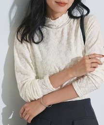 柄が選べるハイネックロングスリーブシアーカットソー