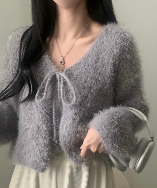 yuue' ( wear )（ユーイ）の「フロントリボンシャギーカーディガン（カーディガン/ボレロ・レディース・ピンク/ホワイト/グレー・FREE）」の22枚目の写真