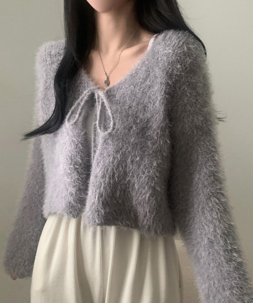 yuue' ( wear )（ユーイ）の「フロントリボンシャギーカーディガン（カーディガン/ボレロ・レディース・ピンク/ホワイト/グレー・FREE）」の21枚目の写真