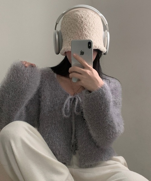 yuue' ( wear )（ユーイ）の「フロントリボンシャギーカーディガン（カーディガン/ボレロ・レディース・ピンク/ホワイト/グレー・FREE）」の15枚目の写真