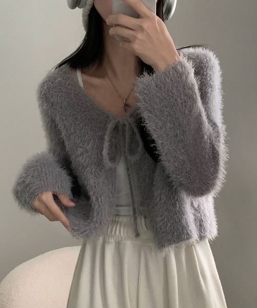 yuue' ( wear )（ユーイ）の「フロントリボンシャギーカーディガン（カーディガン/ボレロ・レディース・ピンク/ホワイト/グレー・FREE）」の17枚目の写真