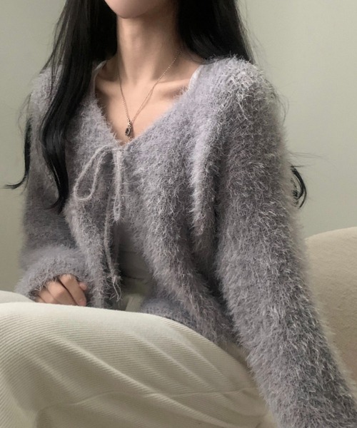 yuue' ( wear )（ユーイ）の「フロントリボンシャギーカーディガン（カーディガン/ボレロ・レディース・ピンク/ホワイト/グレー・FREE）」の14枚目の写真