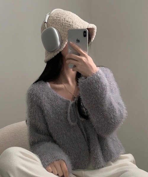 yuue' ( wear )（ユーイ）の「フロントリボンシャギーカーディガン（カーディガン/ボレロ・レディース・ピンク/ホワイト/グレー・FREE）」の16枚目の写真