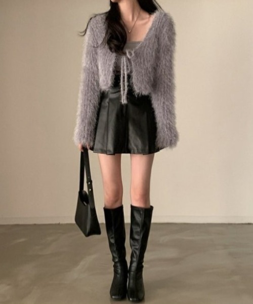 yuue' ( wear )（ユーイ）の「フロントリボンシャギーカーディガン（カーディガン/ボレロ・レディース・ピンク/ホワイト/グレー・FREE）」の6枚目の写真