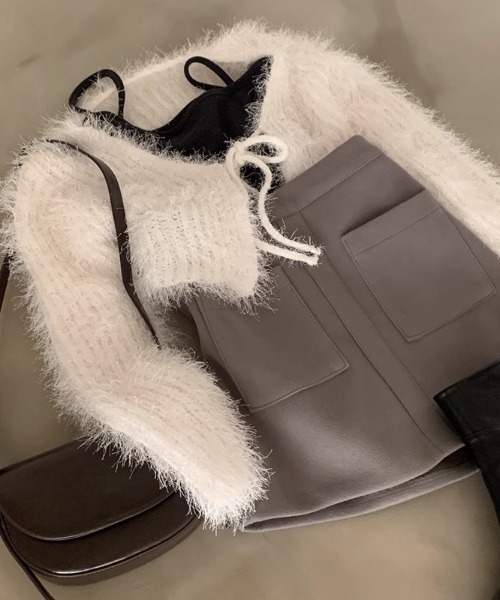 yuue' ( wear )（ユーイ）の「フロントリボンシャギーカーディガン（カーディガン/ボレロ・レディース・ピンク/ホワイト/グレー・FREE）」の19枚目の写真