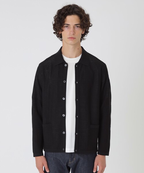 BLACK LABEL CRESTBRIDGE（ブラックレーベル・クレストブリッジ）の「シアーチェックシャツカーディガン（カーディガン/ボレロ・メンズ・ホワイト系その他/ブラック/レッド系その他2・L/M/XL）」の2枚目の写真