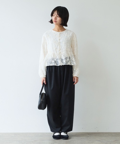 bulle de savon（ビュルデサボン）の「《early spring》踊るはなジャカード ブラウス（シャツ/ブラウス・レディース・チャコールグレー/キナリ・FREE）」の9枚目の写真