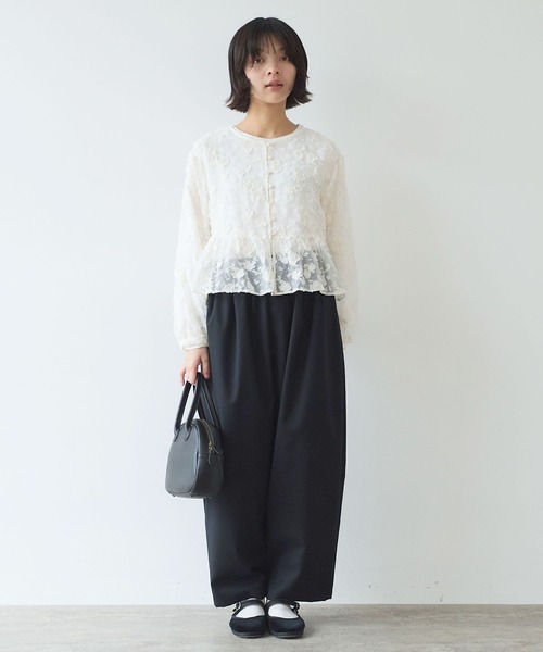 bulle de savon（ビュルデサボン）の「《early spring》踊るはなジャカード ブラウス（シャツ/ブラウス・レディース・チャコールグレー/キナリ・FREE）」の10枚目の写真