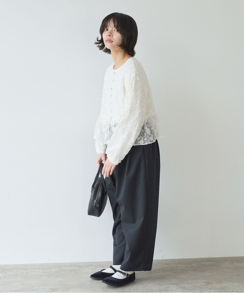 bulle de savon（ビュルデサボン）の「《early spring》踊るはなジャカード ブラウス（シャツ/ブラウス・レディース・チャコールグレー/キナリ・FREE）」の14枚目の写真