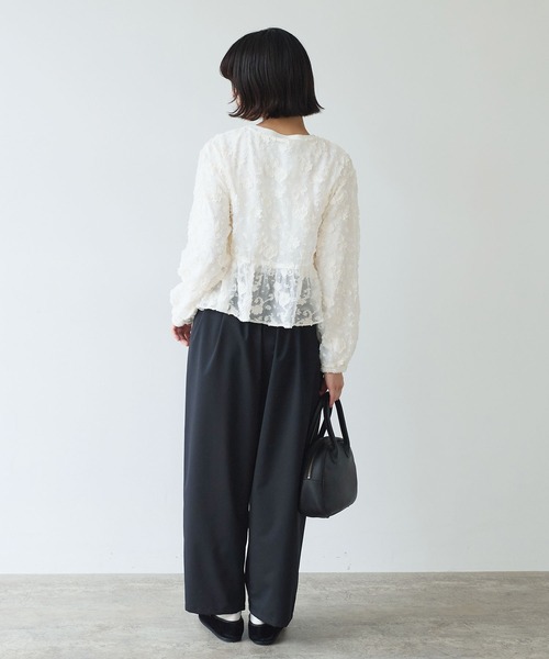 bulle de savon（ビュルデサボン）の「《early spring》踊るはなジャカード ブラウス（シャツ/ブラウス・レディース・チャコールグレー/キナリ・FREE）」の15枚目の写真