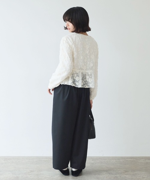 bulle de savon（ビュルデサボン）の「《early spring》踊るはなジャカード ブラウス（シャツ/ブラウス・レディース・チャコールグレー/キナリ・FREE）」の16枚目の写真