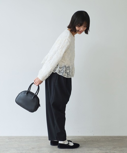 bulle de savon（ビュルデサボン）の「《early spring》踊るはなジャカード ブラウス（シャツ/ブラウス・レディース・チャコールグレー/キナリ・FREE）」の12枚目の写真