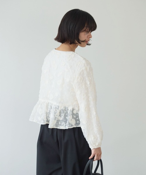 bulle de savon（ビュルデサボン）の「《early spring》踊るはなジャカード ブラウス（シャツ/ブラウス・レディース・チャコールグレー/キナリ・FREE）」の8枚目の写真