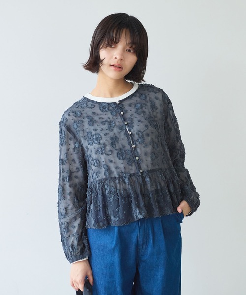 bulle de savon（ビュルデサボン）の「《early spring》踊るはなジャカード ブラウス（シャツ/ブラウス・レディース・チャコールグレー/キナリ・FREE）」の18枚目の写真