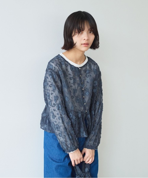 bulle de savon（ビュルデサボン）の「《early spring》踊るはなジャカード ブラウス（シャツ/ブラウス・レディース・チャコールグレー/キナリ・FREE）」の19枚目の写真