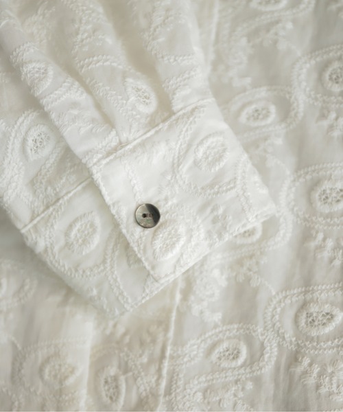 NOMBRE IMPAIR（ノンブルアンペール）の「コットンペイズリー刺繍　スキッパーブラウス（シャツ/ブラウス・レディース・ホワイト・FREE）」の13枚目の写真