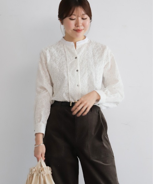 NOMBRE IMPAIR（ノンブルアンペール）の「コットンペイズリー刺繍　スキッパーブラウス（シャツ/ブラウス・レディース・ホワイト・FREE）」の7枚目の写真