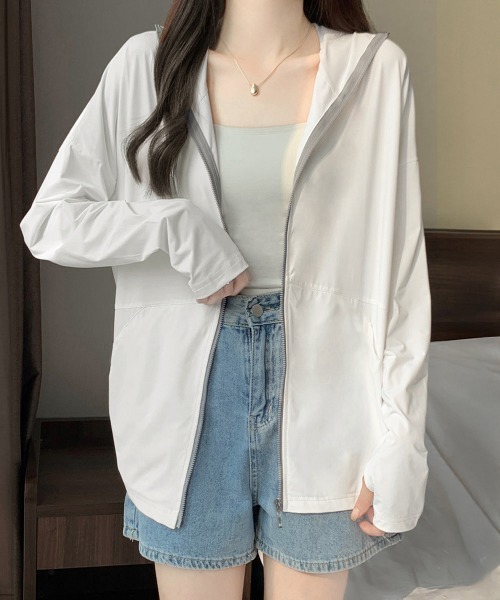 Miniministore(ミニミニストア)の「UV対策パーカー 冷感タッチカーディガン(カーディガン/ボレロ・レディース・ダークグレー/ブラック/イエロー/ラベンダー/ブルー/ピンク/オフホワイト・FREE)」の2枚目の写真
