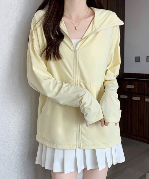 Miniministore(ミニミニストア)の「UV対策パーカー 冷感タッチカーディガン(カーディガン/ボレロ・レディース・ダークグレー/ブラック/イエロー/ラベンダー/ブルー/ピンク/オフホワイト・FREE)」の6枚目の写真