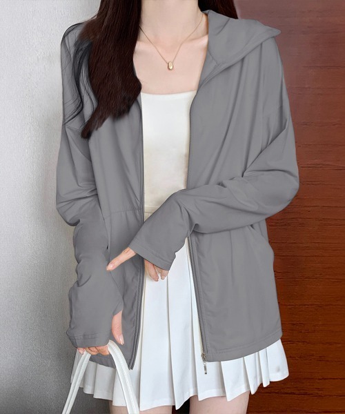 Miniministore(ミニミニストア)の「UV対策パーカー 冷感タッチカーディガン(カーディガン/ボレロ・レディース・ダークグレー/ブラック/イエロー/ラベンダー/ブルー/ピンク/オフホワイト・FREE)」の4枚目の写真
