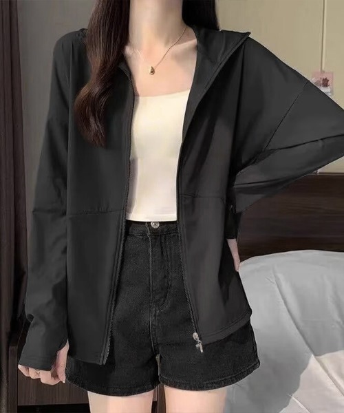 Miniministore(ミニミニストア)の「UV対策パーカー 冷感タッチカーディガン(カーディガン/ボレロ・レディース・ダークグレー/ブラック/イエロー/ラベンダー/ブルー/ピンク/オフホワイト・FREE)」の3枚目の写真