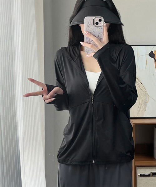 Miniministore(ミニミニストア)の「UV対策パーカー 冷感タッチカーディガン(カーディガン/ボレロ・レディース・ダークグレー/ブラック/イエロー/ラベンダー/ブルー/ピンク/オフホワイト・FREE)」の20枚目の写真