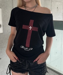 cross in blood off-shoulder
