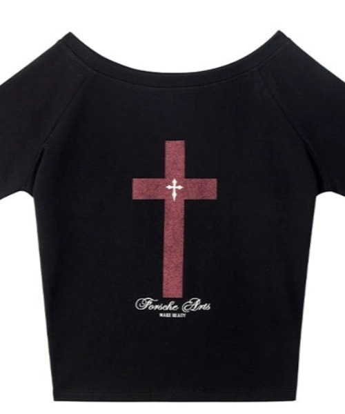 KsG(ケーエスジー)の「cross in blood off-shoulder(Tシャツ/カットソー・レディース・ブラック・SMALL/MEDIUM/LARGE)」の16枚目の写真